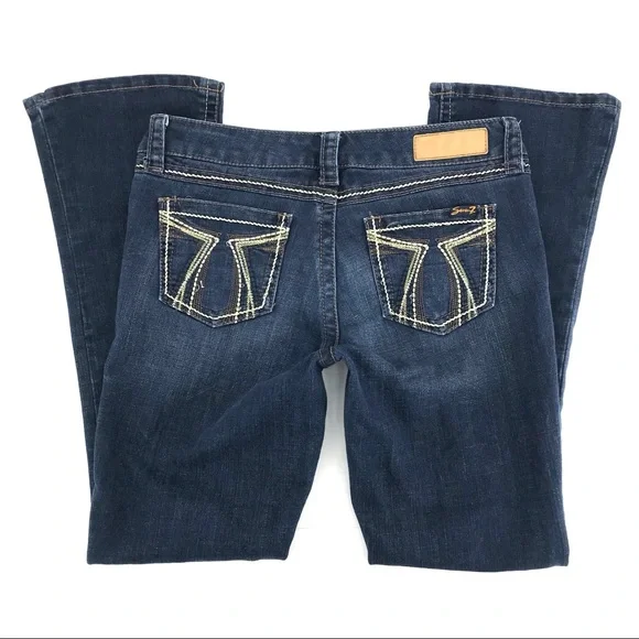 Seven7 Rocker Slim Dark Wash Mid Rise Bootcut Denim Jeans Size 8 - Picture 4 of 9